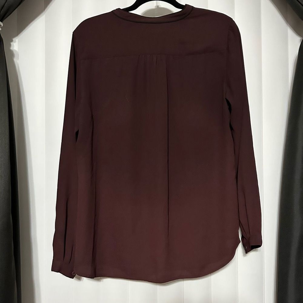 Loft Burgundy Lightweight Blouse Button Down 3/4 sleeves - Picture 5 of 5